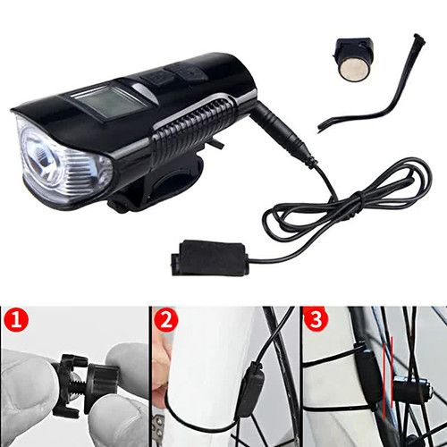 Велоліхтар з комп'ютером та сигналом XA-585-T6+2LED, виносна кнопка, Waterproof, Li-Ion акумулятор, ЗП microUSB