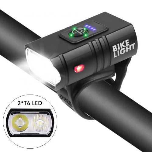 Велоліхтар BK-02Pro-2XPE ULTRA LIGHT, ALUMINUM, індикація заряду, Waterproof, акумулятор, ЗП Type-C
