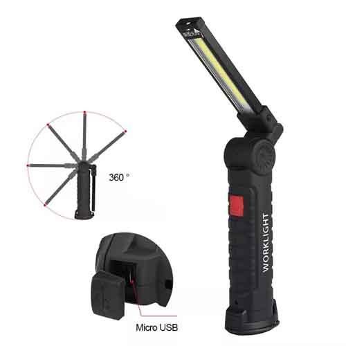 Ліхтар WORKLIGHT W51-SMD+COB (White+Red) Li-Ion акумулятор, поворот180º+180º, магніт, затискач, гак, ЗП microUSB