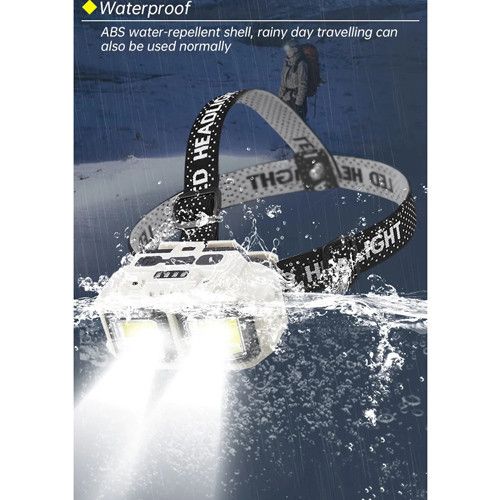 Ліхтар налобний HX-816-2COB(White+Red), Waterproof, 1x18650, ЗП Type-C, Box
