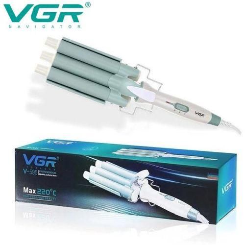 Плойка потрійна VGR V-595 WHITE, 5 режимів роботи, керамічне покриття, LED display, 100 Вт