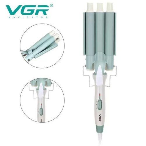 Плойка потрійна VGR V-595 WHITE, 5 режимів роботи, керамічне покриття, LED display, 100 Вт