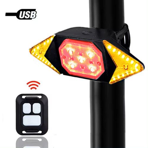 Велоліхтар LY-6700 із зазначенням поворотів (Red+Yellow+Blue), Waterproof, ЗП microUSB, Li-Ion акум., пульт управління, CR2032