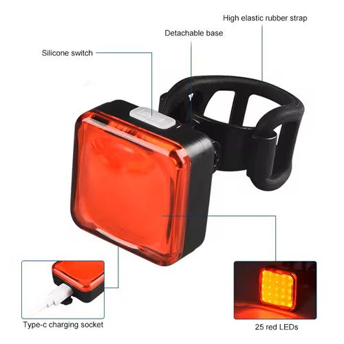 Велоліхтар MY-2107-25LED, waterproof, Li-Ion  акумулятор, ЗП Type-C