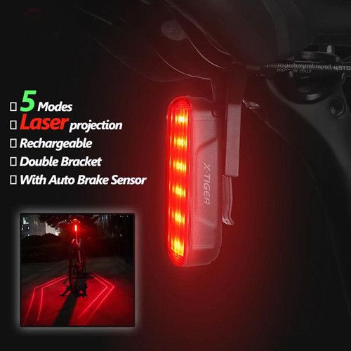 Велоліхтар LEADBIKE LD80-6LED з лазерною розміткою, waterproof, Li-Ion акумулятор, ЗП Type-C