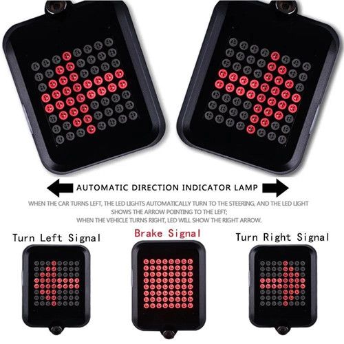 Велоліхтар AQY-0100 з автоматичним зазначенням поворотів (Red+Yellow) + лазер, Waterproof, ЗП microUSB, Li-Ion акумулятор.