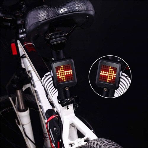 Велоліхтар AQY-0100 з автоматичним зазначенням поворотів (Red+Yellow) + лазер, Waterproof, ЗП microUSB, Li-Ion акумулятор.