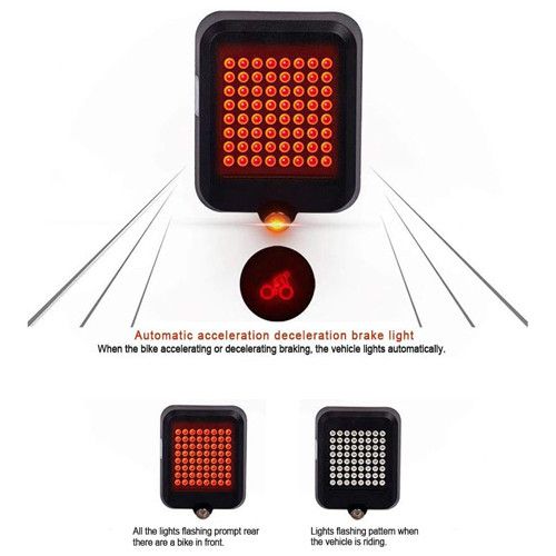 Велоліхтар AQY-0100 з автоматичним зазначенням поворотів (Red+Yellow) + лазер, Waterproof, ЗП microUSB, Li-Ion акумулятор.