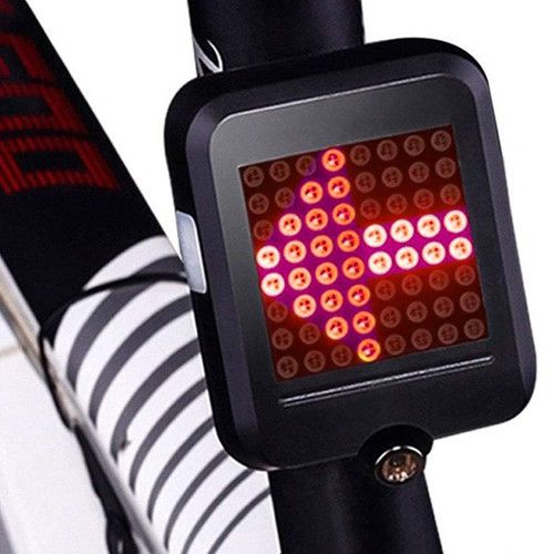 Велоліхтар AQY-0100 з автоматичним зазначенням поворотів (Red+Yellow) + лазер, Waterproof, ЗП microUSB, Li-Ion акумулятор.