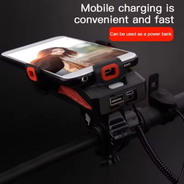 Велоліхтар із сигналом та тримачем телефону LY-25-2T6(White+Yellow), Waterproof, ЗП microUSB, Li-Ion акумулятор