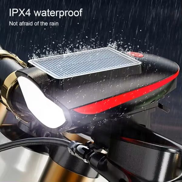 Велоліхтар із сигналом 7599/S7588, сонячна батарея, Waterproof, Li-Ion акумулятор, ЗП Type-C