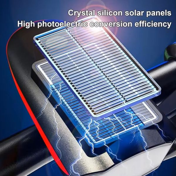 Велоліхтар із сигналом 7599/S7588, сонячна батарея, Waterproof, Li-Ion акумулятор, ЗП Type-C