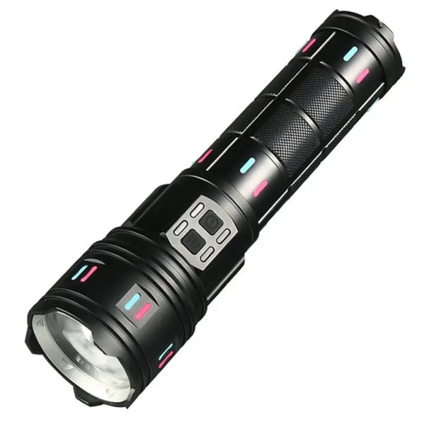 Ліхтар NIGHT VISION FLUORESCENCE AK177-WHITE LASER LED PM60-TG, 8x18650 3.7V, Power Bank, ЗП Type-C, zoom, 5 фільтрів