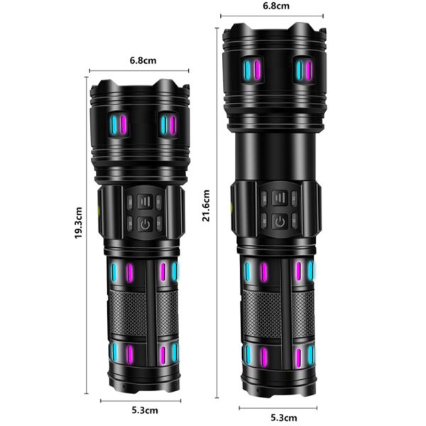 Ліхтар NIGHT VISION FLUORESCENCE AK177-1 WHITE LASER LED PM60-TG, 4х18650, Power Bank, індикація заряду, ЗП Type-C, zoom, 5