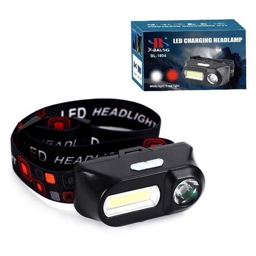 Ліхтар налобний 1804-LED(Red)+COB(White), 1x18650, ЗП Type-C