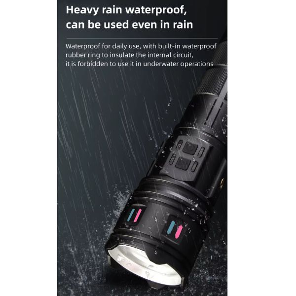 Ліхтар NIGHT VISION FLUORESCENCE AK178-1-WHITE LASER LED PM60-TG+COB, 4x18650, Power Bank, ЗП Type-C, zoom, 5 фільтрів