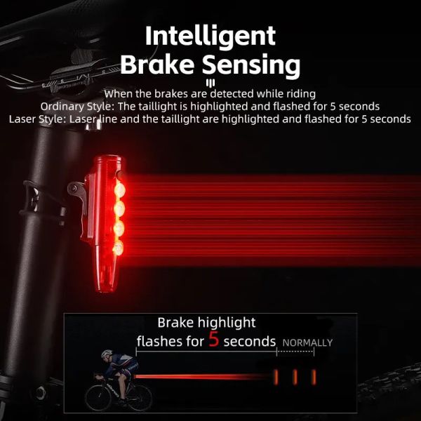 Велоліхтар LEADBIKE LD77-LS-4LED з лазерною розміткою, waterproof, Li-Ion акумулятор, ЗП Type-C