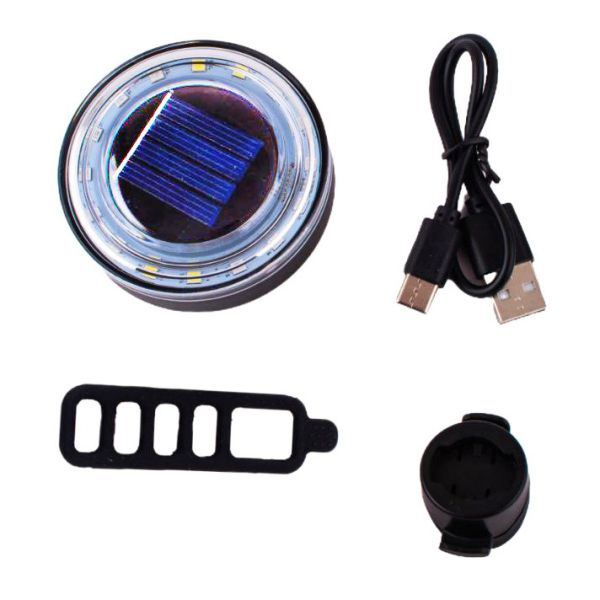 Велоліхтар HYD-085-SMD(RGB), сонячна батарея, Waterproof, Li-Ion акумулятор, ЗП Type-C