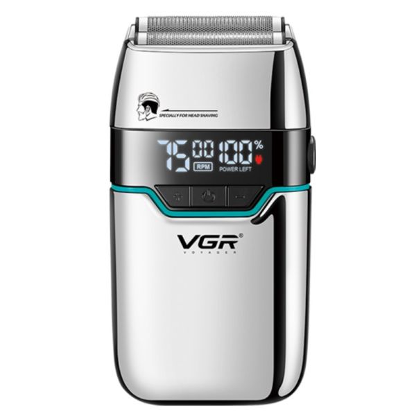 Електробритва VGR V-350 SILVER шейвер, подвійне лезо, 2 насадки, LED Display