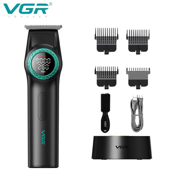Тример VGR V-977 BLACK, регулювання потужності 6000 - 8000 RPM, 2500 mAh,  4 насадки, LED display