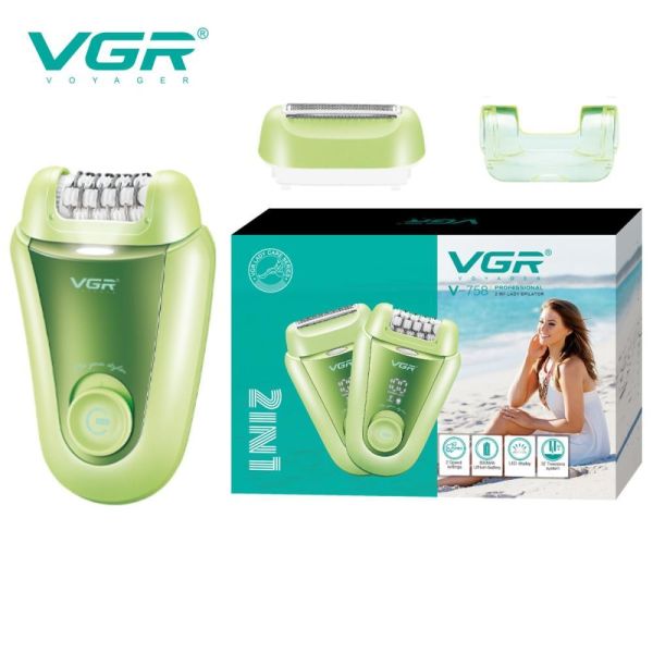 Епілятор VGR 2 в 1 V-758 GREEN, 2 насадки