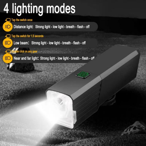 Велоліхтар BL-2024-4-XPG, індикація заряду, Waterproof, Li-Ion акумулятор, ЗП Type-C