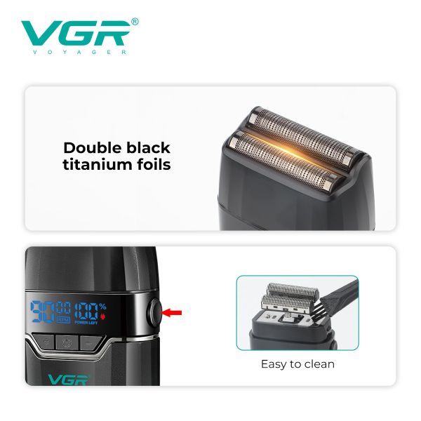 Електробритва VGR V-308 GOLD шейвер, подвійне лезо, 9000 RPM, LED Display