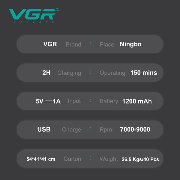 Електробритва VGR V-308 GOLD шейвер, подвійне лезо, 9000 RPM, LED Display