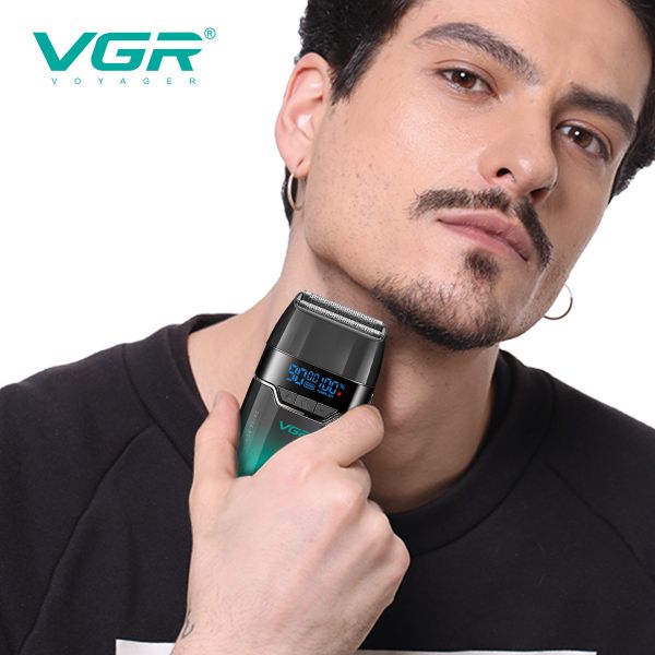 Електробритва VGR V-308 GREEN шейвер, подвійне лезо, 9000 RPM, LED Display