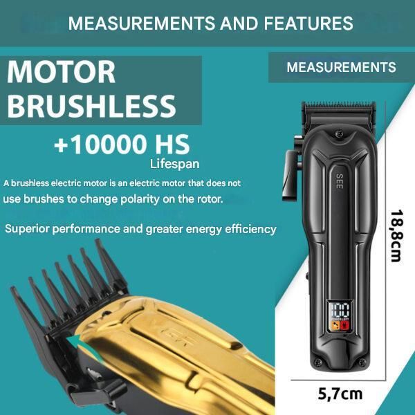 Акумуляторна машинка для стриження (clipper) VGR V-138 GOLD, 4 насадки, 7000 RPM, 2500 mAh, LED display
