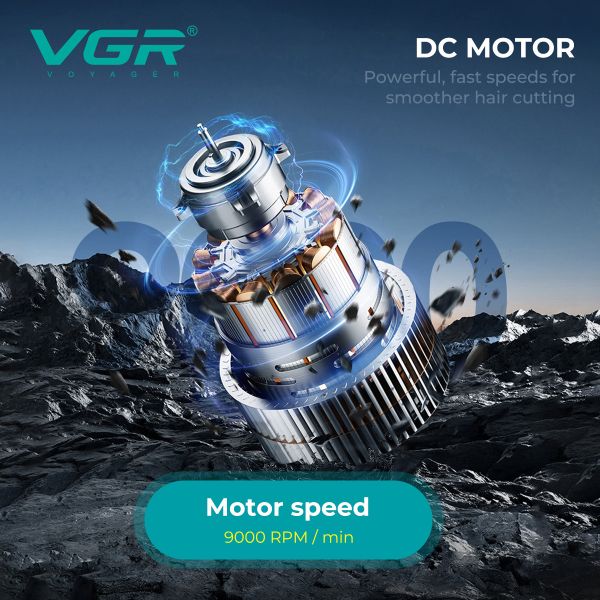 Тример VGR V-299 BLACK, 4 насадки, 9000RPM, 2000 mAh, 5 рівнів швидкості, LED display