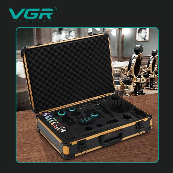 Комплект VGR STEPLERSS PRO 4 IN 1 BLACK, машинка для стрижки (Clipper), тример, шейвер, фен