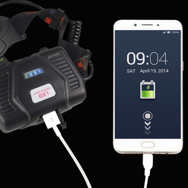 Ліхтар налобний XQ-219-HP50, 1 РЕЖИМ, Power Bank, 3x18650, signal light, індикація заряду, ЗП Type-C, Box