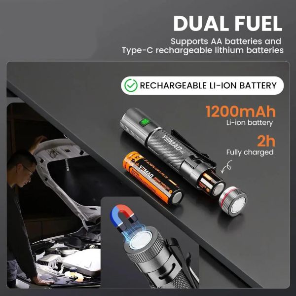 Тактичний ліхтар YEMAO YM-M52, 1500LM, акумулятори 2x14500 (2x1200 mAh)