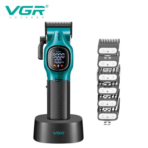 Акумуляторна машника для стриження (clipper) VGR V-886C GREEN, LED display, 9000RPM