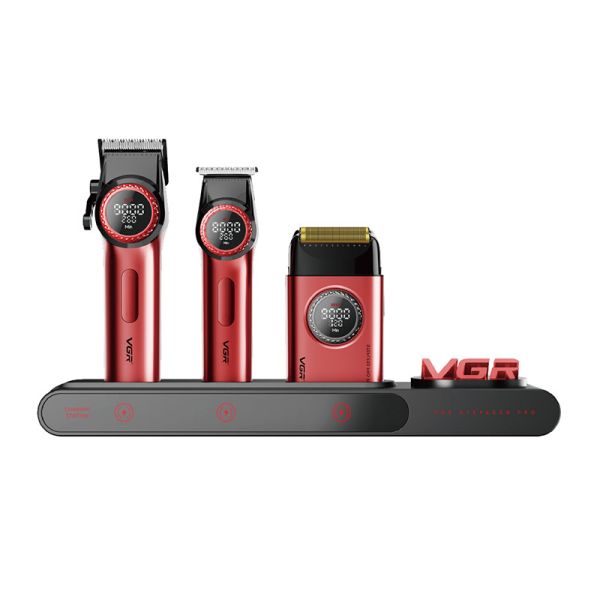 Комплект VGR STEPLERSS PRO 3 IN 1 RED, машинка для стрижки (Clipper), тример, шейвер