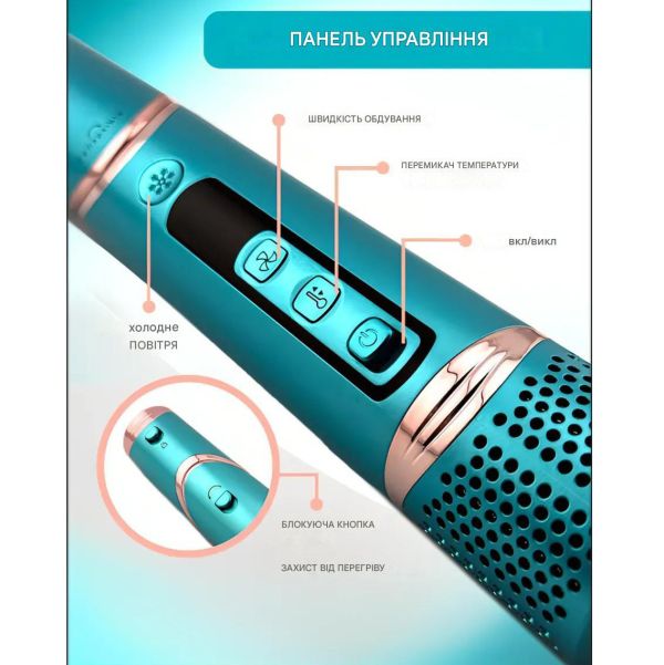 Фен-стайлер VGR 7 в 1 V-477 GREEN, Professional, 7 насадок, 1400 Вт