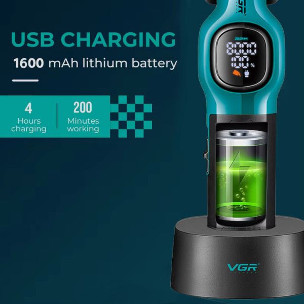 Тример VGR V-886T GREEN, 4 насадки, LED display, 8000RPM