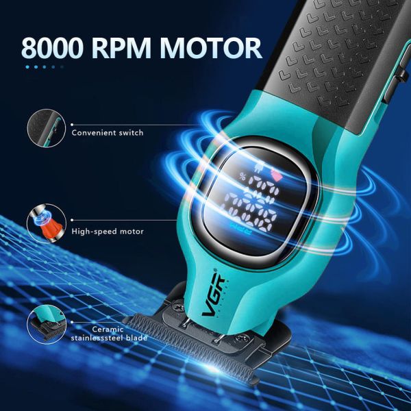 Тример VGR V-886T GREEN, 4 насадки, LED display, 8000RPM