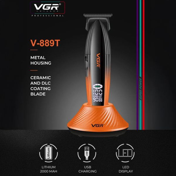 Тример VGR V-889T, 3 насадки, LED display, 9000RPM