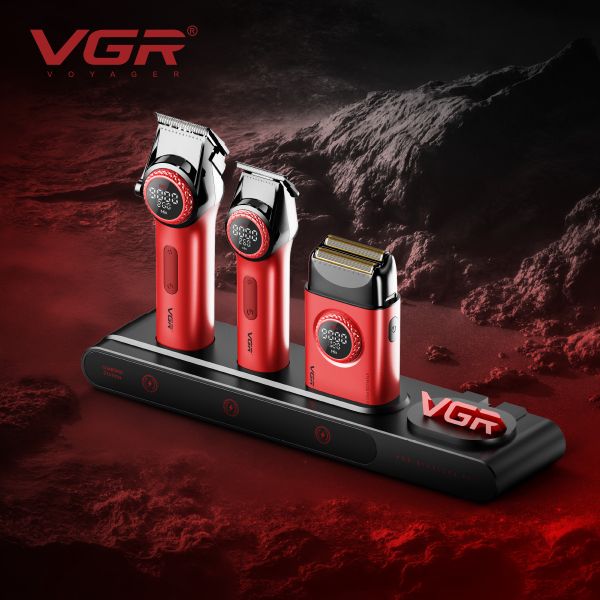 Комплект VGR STEPLERSS PRO 3 IN 1 RED, машинка для стрижки (Clipper), тример, шейвер