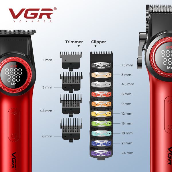 Комплект VGR STEPLERSS PRO 3 IN 1 RED, машинка для стрижки (Clipper), тример, шейвер