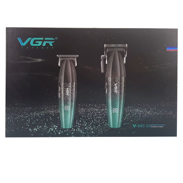 Комплект VGR 2 в 1 V-640 S2 GREEN акумуляторна машинка для стриження (clipper) та триммер
