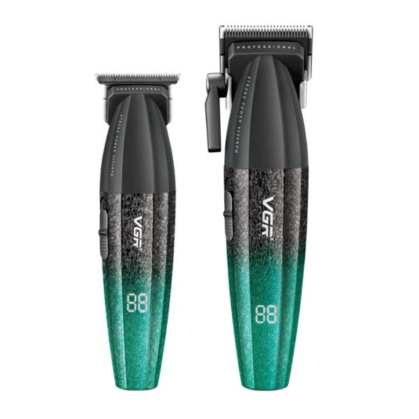 Комплект VGR 2 в 1 V-640 S2 GREEN акумуляторна машинка для стриження (clipper) та триммер