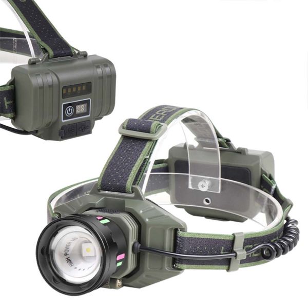 Ліхтар налобний NIGHT VISION FLUORESCENCE 8098-TG, IPX4, 2x18650/2x21700, ЗП Type-C, zoom, Box