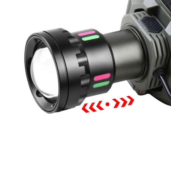 Ліхтар налобний NIGHT VISION FLUORESCENCE 8098-TG, IPX4, 2x18650/2x21700, ЗП Type-C, zoom, Box