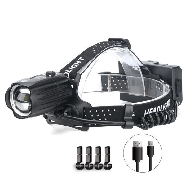 Ліхтар налобний BL-T35-P160, 3x18650, Power Bank, ЗП Type-C, zoom, Box
