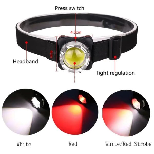Ліхтар налобний BL-F006-COB(White+Red), ЗП Type-C, Li-Ion акумулятор, Box