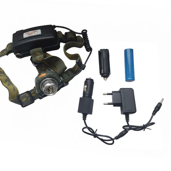 Ліхтар налобний 6614-XPG, Motion Sensor, ЗП 220/12V, 1x18650