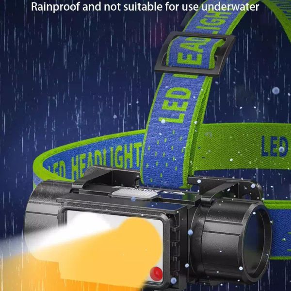 Ліхтар налобний LG-07-LM(WHITE)+LM(YELLOW)+SMD(RED), Motion Sensor, Li-Ion аккум., ЗП Type-C